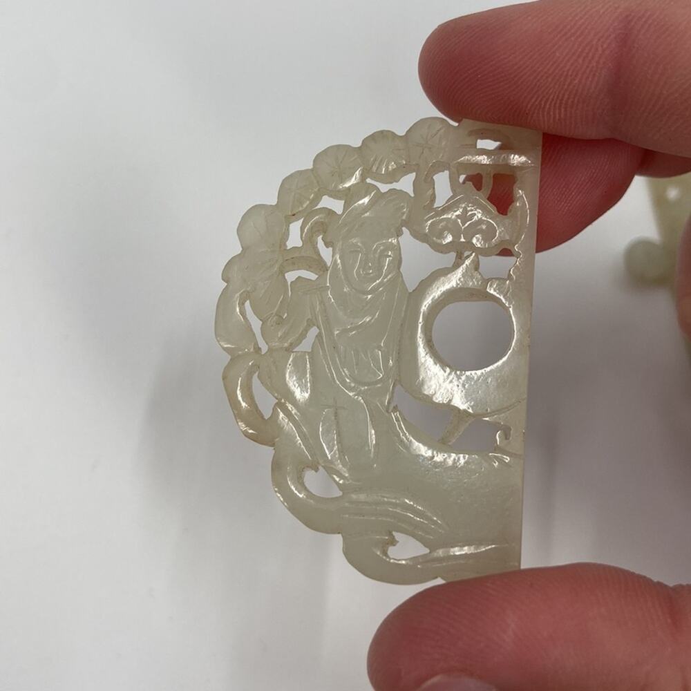 Antique Chinese hand carved Nephrite Jade Belt Buckle - Picture 6 of 9